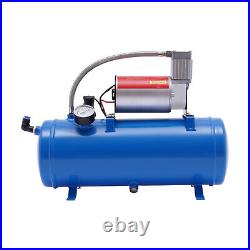 100psi DC 12V Air Compressor with Universal 6 Liter Tank Train Air Horn Kit NEW