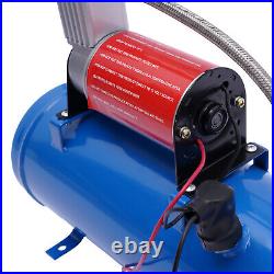 100psi DC 12V Air Compressor with Universal 6 Liter Tank Train Air Horn Kit NEW