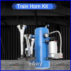 12V Train Air Horn Kit 150dB 3 Trumpet with 6 Liter Tank 150PSI Air Compressor
