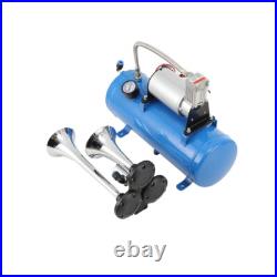 12V Train Air Horn Kit 150dB 3 Trumpet with 6 Liter Tank 150PSI Air Compressor