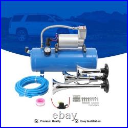 12V Train Air Horn Kit 150dB 3 Trumpet with 6 Liter Tank 150PSI Air Compressor