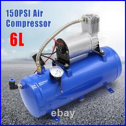 12v Air Compressor 150psi Train Air Horn Kit Tool With Universal 6 Liter Tank