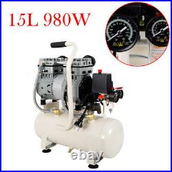 15 Litre Air Compressor Oil free Silent Portable 980W 116psi/8Bar 230V 43dB