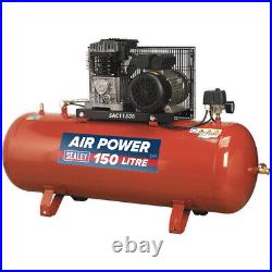 150 Litre Belt Drive Air Compressor 3hp Motor 1/2 Inch BSP Female Tap Outlet