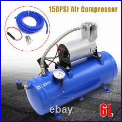 150 PSI DC 12V Air Compressor with 6 Liter Tank Train Air Horn Kit Universal