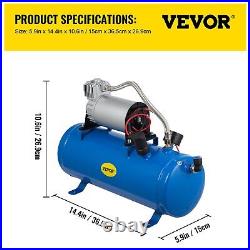 150 Psi DC 12v Air Compressor With 6 Litre Tank For Train Horns Motor-home Tires