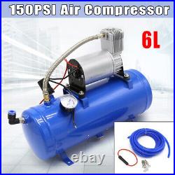 150psi DC 12V Air Compressor with Universal 6 Liter Tank Train Air Horn Kit New