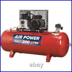200 Litre Belt Drive Air Compressor Cast Cylinders 3hp Motor Single Phase