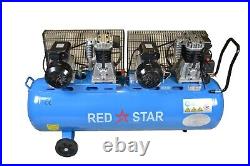 200L Ltr Litre Twin Motor & Pump Air Compressor 3HP 8 Bar Engine