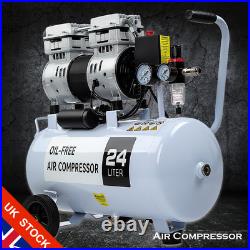 24L Air Compressor Litres Oil Free Low Noise 1.0 HP 8Bar 116psi 900W 80L/Min