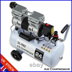 24L Air Compressor Litres Oil Free Low Noise 1.0 HP 8Bar 116psi 900W 80L/Min