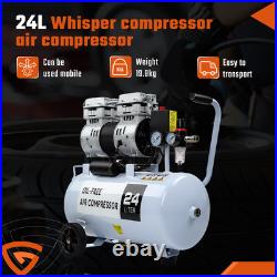 24L Air Compressor Litres Oil Free Low Noise 1.0 HP 8Bar 116psi 900W 80L/Min