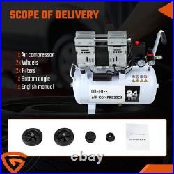 24L Air Compressor Litres Oil Free Low Noise 1.0 HP 8Bar 116psi 900W 80L/Min 24L Air Compressor Litres Oil Free Low Noise 1.0 HP 8Bar 116psi 900W 80L/Min