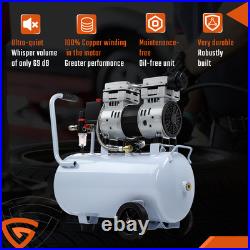 24L Air Compressor Litres Oil Free Low Noise 1HP 8Bar 116psi 9.6 CFM 1600 PRM