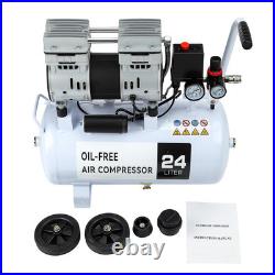 24L Air Compressor Litres Oil Free Low Noise 1HP 8Bar 116psi 9.6 CFM 1600 PRM