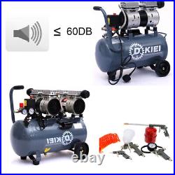 25L Noiseless Quiet Oil-Free Steel Tank Air Compressor 25 Litre 2.5HP 8CFM 60dB