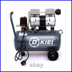 25Litre Air Compressor Oil Free Silent 2.5HP 1400RPM 8CFM Portable Machine Wheel