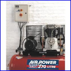 270 Litre Belt Drive Air Compressor 2-Stage Pump System with 10hp Motor