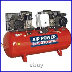 270 Litre Belt Drive Air Compressor Dual 3hp Motors & Pumps Cast Cylinders