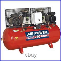 270 Litre Belt Drive Air Compressor Dual 3hp Motors & Pumps Single Phase