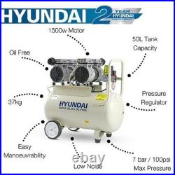 50 Litre Portable Air Compressor 11CFM/118psi Oil Free Low Noise Electric 2hp