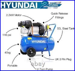 50 Litre Portable Air Compressor, 2.2Kw, 116Psi/14Cfm, 3HP Air Compressor, Direc