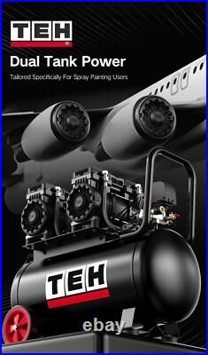 50L Air Compressor Litres Oil Free Low Noise 4HP 8Bar 116psi 14.8CFM 420L/mi