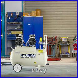 50L Ltr Litre Air Compressor Silent 2 x 750w 2HP 100PSI 7BAR Oil Free Portable