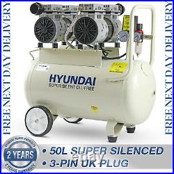 50L Ltr Litre Air Compressor Silent 2 x 750w 2HP 100PSI 7BAR Portable Oil Free