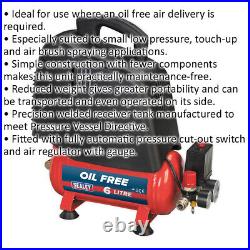 6L Belt Drive Air Compressor 1.5hp Oil Free Motor Quick Release Coupling