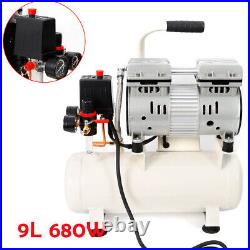 9Litre Portable Silent Air Compressor Oil Free 8BAR 680W 0.9HP Piston Compressor