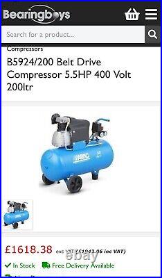 ABAC B5924/200 FT5.5 Belt Driven Air Compressor (5.5 HP 200 Litre 23 CFM)