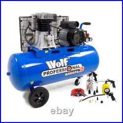 Air Compressor 100L 14.1CFM 3HP Wolf Dakota 2 100 Litre + 13pc Spray Kit