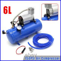 Air Compressor 150psi 12V with 6 Liter Tank Kit For Train Air Horn RV Truck Boat