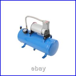Air Compressor 4 Trumpet 150dB with 6 Liter Tank 12V Train Air Horn Kit 150PSI