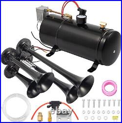 Air Compressor 4 Trumpet Horn Kit With 3Liter Tank 12V For Train Horn Kit 150PSI