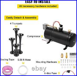 Air Compressor 4 Trumpet Horn Kit With 3Liter Tank 12V For Train Horn Kit 150PSI