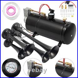 Air Compressor 4 Trumpet Horn Kit With 3Liter Tank 12V For Train Horn Kit 150PSI