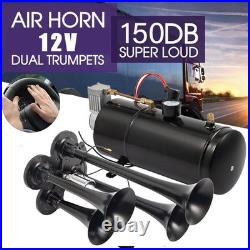Air Compressor 4 Trumpet With 6 Liter Tank 12V For Train Air Horn Kit 150PSI