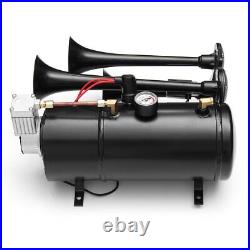 Air Compressor 4 Trumpet With 6 Liter Tank 12V For Train Air Horn Kit 150PSI