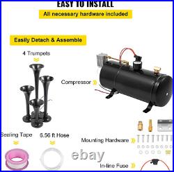 Air Compressor 4 Trumpet With 6 Liter Tank 12V For Train Air Horn Kit 150PSI