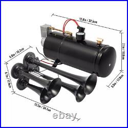 Air Compressor 4 Trumpet With 6 Liter Tank 12V For Train Air Horn Kit 150PSI UK