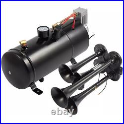 Air Compressor 4 Trumpet With 6 Liter Tank 12V For Train Air Horn Kit 150PSI UK