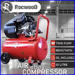 Air Compressor 50L Litre Electric V Twin 3HP Portable 2.2kw 116psi 8bar