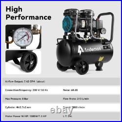 Air Compressor Electric 24L Litre 1.5HP 1500w Oil Free 8bar 7.42CFM Low noise