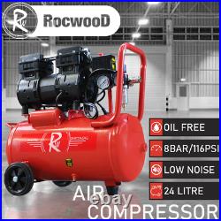 Air Compressor Electric 24L Litre 1HP 750w Silent Portable Oil Free 8bar 116psi