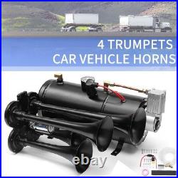 Air Compressor Horn Kit 4 Trumpet With 6 Liter Tank 12V For Train Air 150PSI