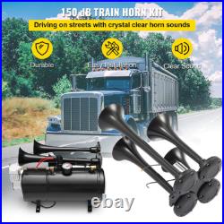 Air Compressor Horn Kit 4 Trumpet With 6 Liter Tank 12V For Train Air 150PSI