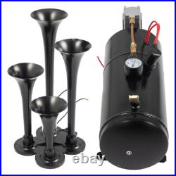 Air Compressor Horn Kit 4 Trumpet With 6 Liter Tank 12V For Train Air 150PSI