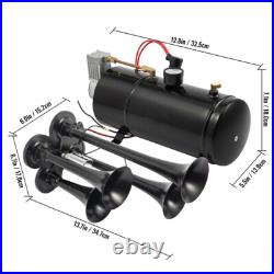 Air Compressor Horn Kit 4 Trumpet With 6 Liter Tank 12V For Train Air 150PSI